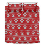 Christmas Paw Knitted Pattern Print Duvet Cover Bedding Set