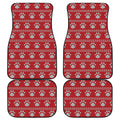 Christmas Paw Knitted Pattern Print Front and Back Car Floor Mats