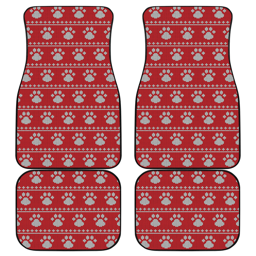 Christmas Paw Knitted Pattern Print Front and Back Car Floor Mats