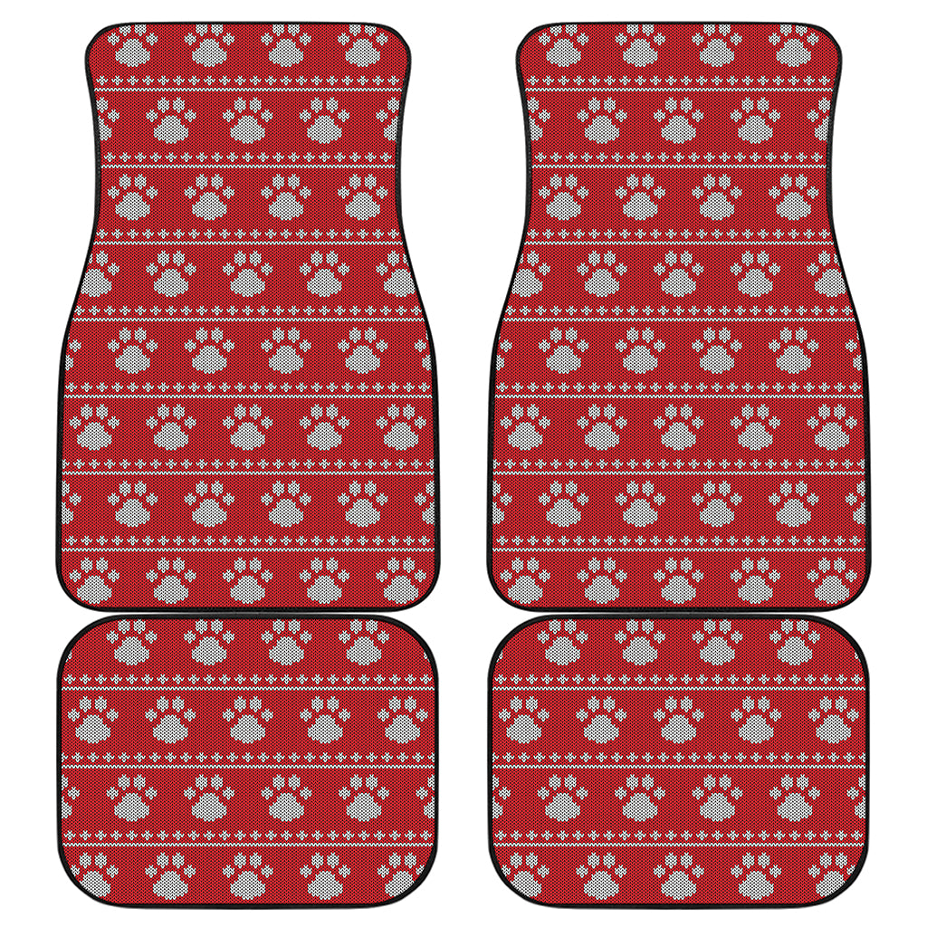 Christmas Paw Knitted Pattern Print Front and Back Car Floor Mats