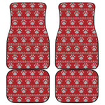 Christmas Paw Knitted Pattern Print Front and Back Car Floor Mats