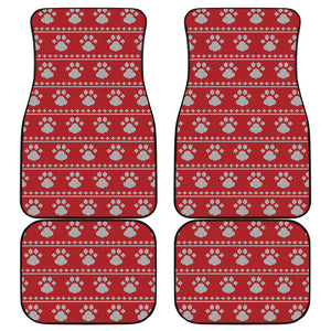 Christmas Paw Knitted Pattern Print Front and Back Car Floor Mats