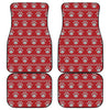 Christmas Paw Knitted Pattern Print Front and Back Car Floor Mats