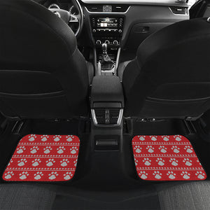 Christmas Paw Knitted Pattern Print Front and Back Car Floor Mats