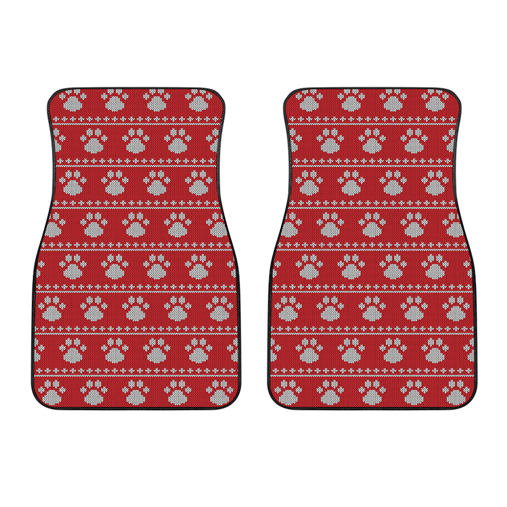 Christmas Paw Knitted Pattern Print Front Car Floor Mats