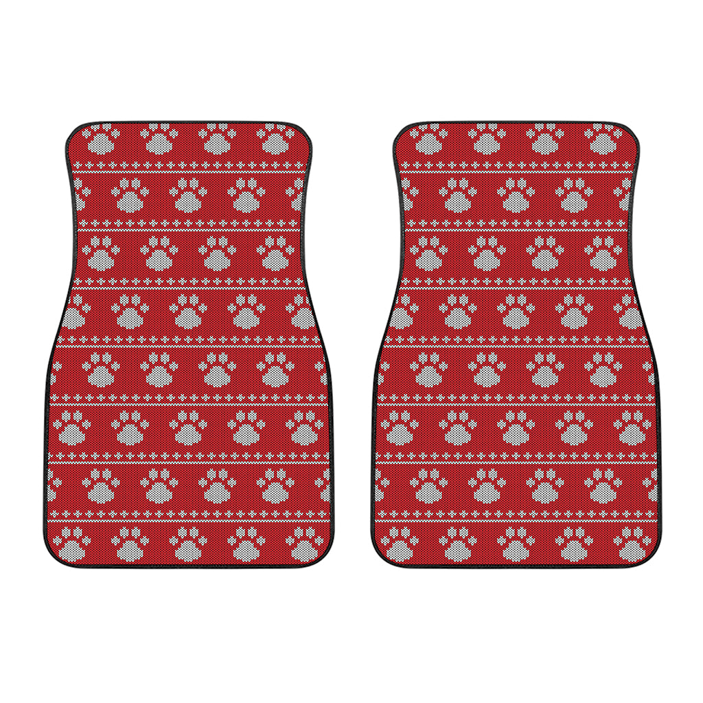 Christmas Paw Knitted Pattern Print Front Car Floor Mats