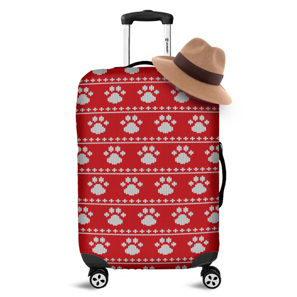 Christmas Paw Knitted Pattern Print Luggage Cover