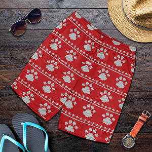 Christmas Paw Knitted Pattern Print Men's Shorts