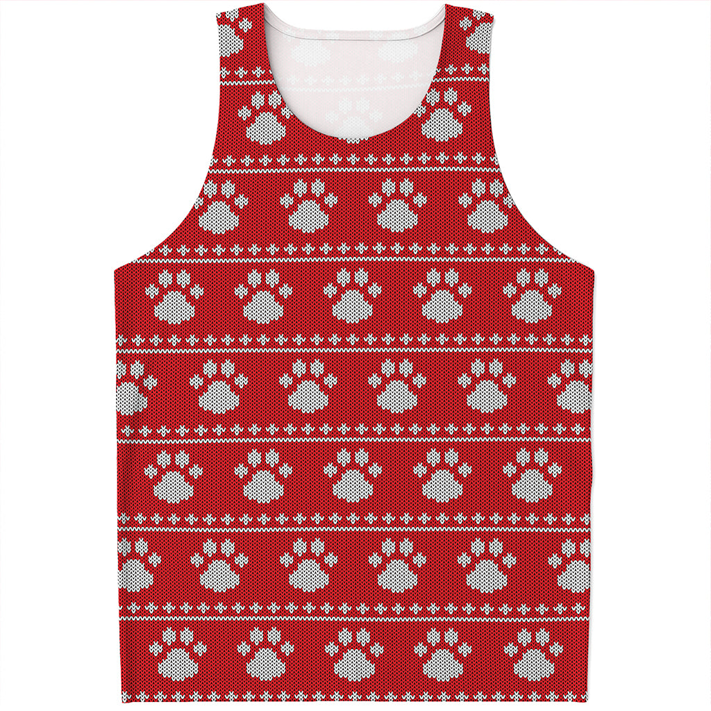 Christmas Paw Knitted Pattern Print Men's Tank Top