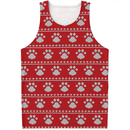Christmas Paw Knitted Pattern Print Men's Tank Top
