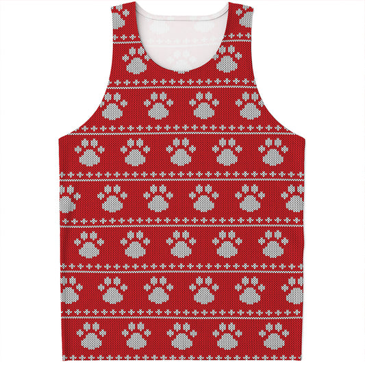 Christmas Paw Knitted Pattern Print Men's Tank Top