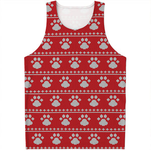 Christmas Paw Knitted Pattern Print Men's Tank Top