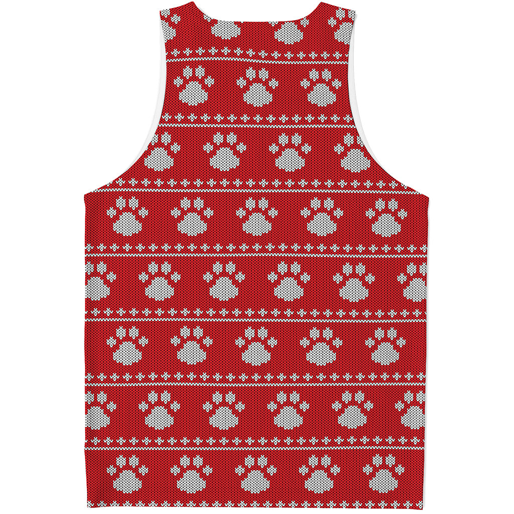 Christmas Paw Knitted Pattern Print Men's Tank Top