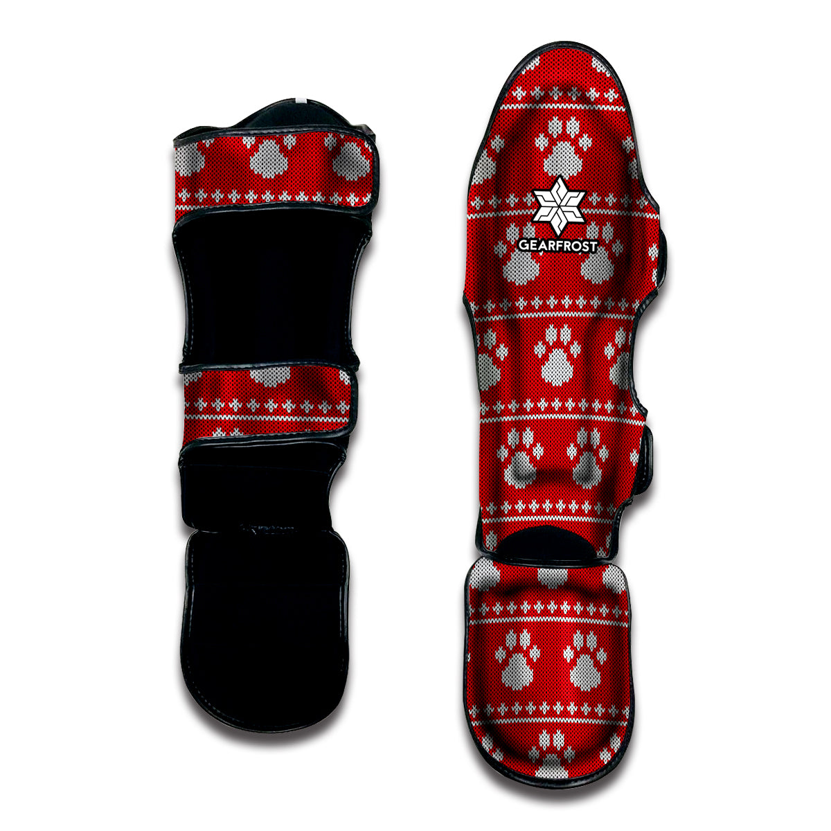Christmas Paw Knitted Pattern Print Muay Thai Shin Guard