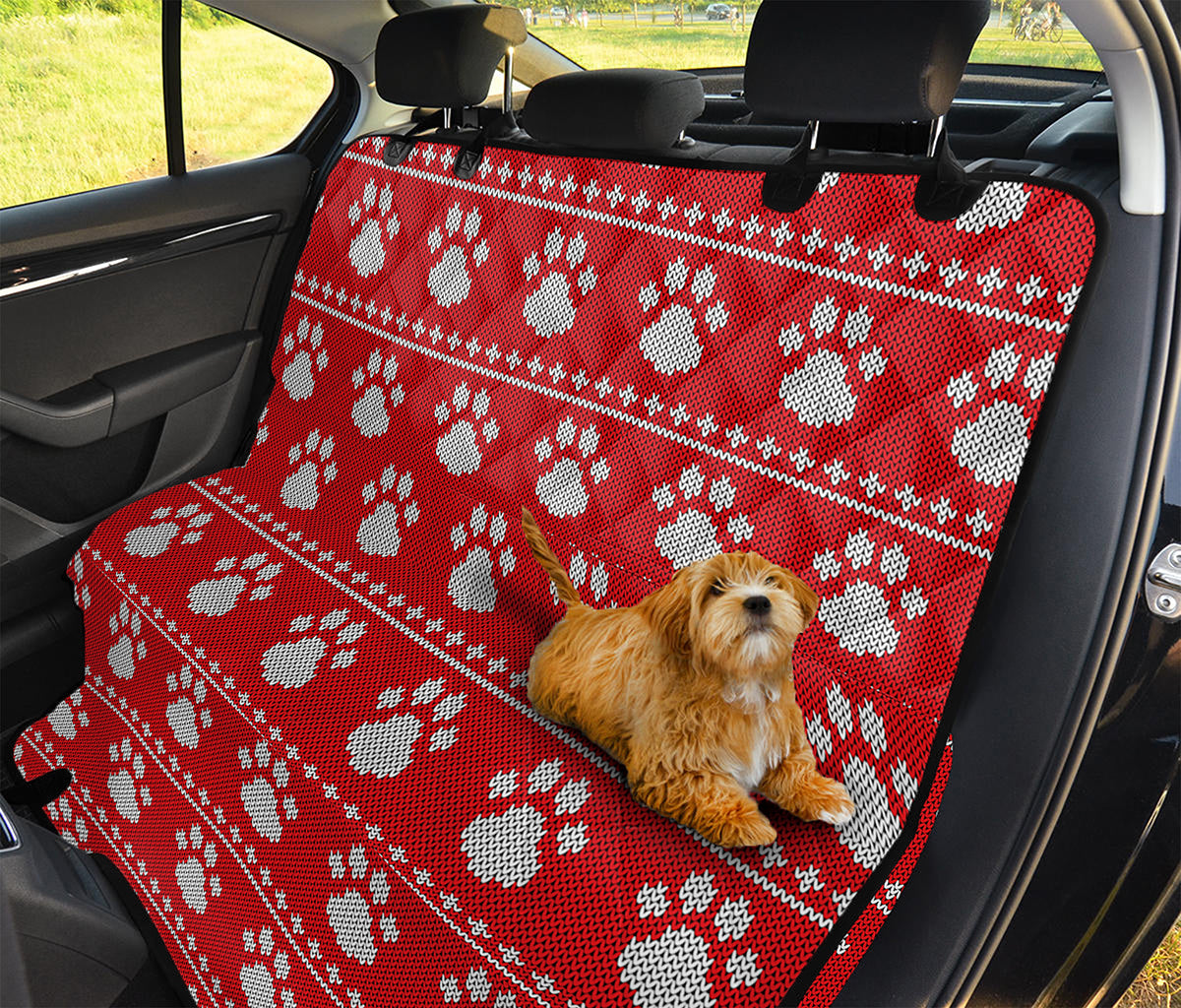 Christmas Paw Knitted Pattern Print Pet Car Back Seat Cover