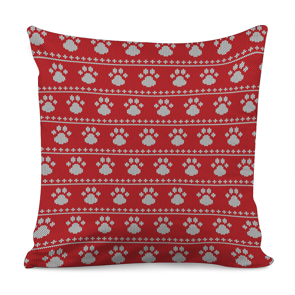 Christmas Paw Knitted Pattern Print Pillow Cover