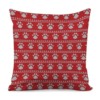 Christmas Paw Knitted Pattern Print Pillow Cover