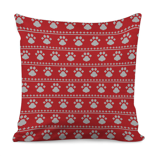 Christmas Paw Knitted Pattern Print Pillow Cover