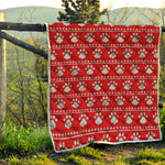 Christmas Paw Knitted Pattern Print Quilt