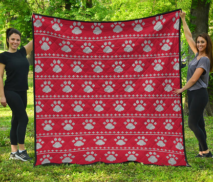 Christmas Paw Knitted Pattern Print Quilt