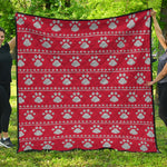 Christmas Paw Knitted Pattern Print Quilt