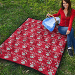 Christmas Paw Knitted Pattern Print Quilt