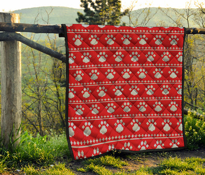 Christmas Paw Knitted Pattern Print Quilt