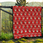 Christmas Paw Knitted Pattern Print Quilt