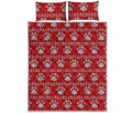 Christmas Paw Knitted Pattern Print Quilt Bed Set
