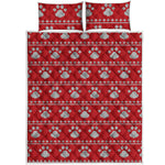 Christmas Paw Knitted Pattern Print Quilt Bed Set