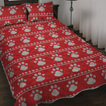 Christmas Paw Knitted Pattern Print Quilt Bed Set