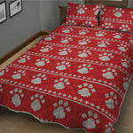 Christmas Paw Knitted Pattern Print Quilt Bed Set