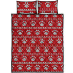 Christmas Paw Knitted Pattern Print Quilt Bed Set