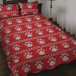 Christmas Paw Knitted Pattern Print Quilt Bed Set