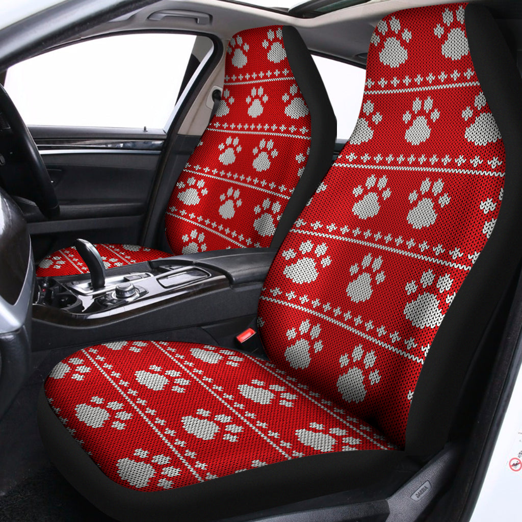 Christmas Paw Knitted Pattern Print Universal Fit Car Seat Covers