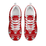 Christmas Paw Knitted Pattern Print White Sneakers