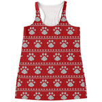 Christmas Paw Knitted Pattern Print Women's Racerback Tank Top