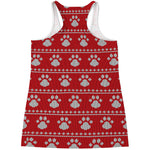 Christmas Paw Knitted Pattern Print Women's Racerback Tank Top