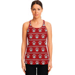 Christmas Paw Knitted Pattern Print Women's Racerback Tank Top