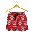 Christmas Paw Knitted Pattern Print Women's Shorts