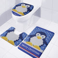 Christmas Penguin Knitted Print 3 Piece Bath Mat Set