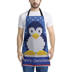 Christmas Penguin Knitted Print Apron