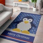 Christmas Penguin Knitted Print Area Rug