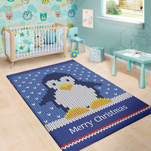 Christmas Penguin Knitted Print Area Rug