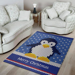 Christmas Penguin Knitted Print Area Rug