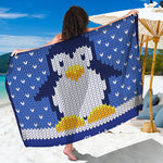 Christmas Penguin Knitted Print Beach Sarong Wrap