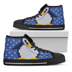 Christmas Penguin Knitted Print Black High Top Shoes