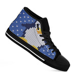 Christmas Penguin Knitted Print Black High Top Shoes
