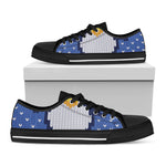 Christmas Penguin Knitted Print Black Low Top Shoes 