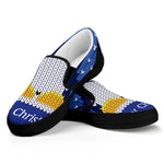 Christmas Penguin Knitted Print Black Slip On Shoes